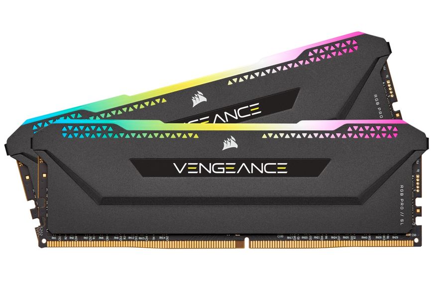 Пам'ять 8Gb x 2 (16Gb Kit) DDR4, 3200 MHz, Corsair Vengeance RGB Pro SL, Black (CMH16GX4M2E3200C16) 7150350 фото