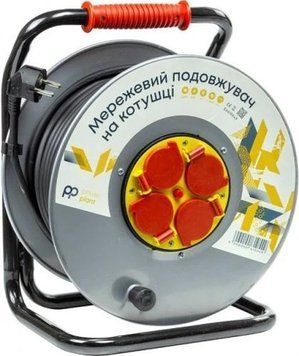 Подовжувач мережевий на котушці PowerPlant, 4 розетки, 50 м, Grey (EX610549) 8354820 фото
