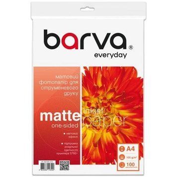 Фотопапір Barva, матовий, A4, 105 г/м&sup2;, 100 арк, серія "Everyday" (IP-AE105-313) 5495550 фото