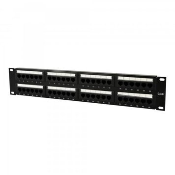 Патч-панель 48 портів, 19", Cablexpert, 2U, Cat.6, UTP, Black (NPP-C648CM-001) 6259230 фото