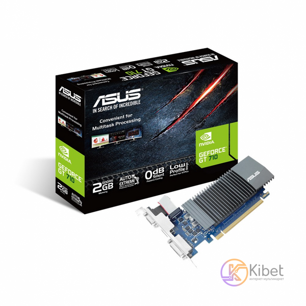 Видеокарта GeForce GT710, Asus, 2Gb GDDR5, 64-bit, VGA DVI HDMI, 954 5012MHz, Si 4540050 фото