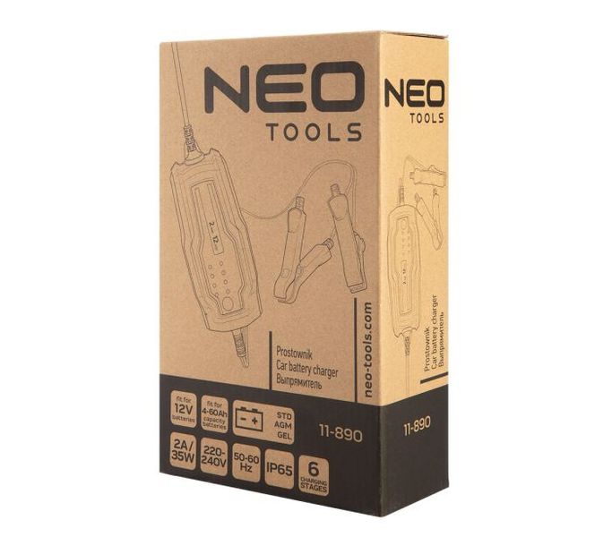 Зарядное устр-во Neo Tools, 2А/35Вт, 4-60Ач, для STD/AGM/GEL аккумуляторов 7864470 фото