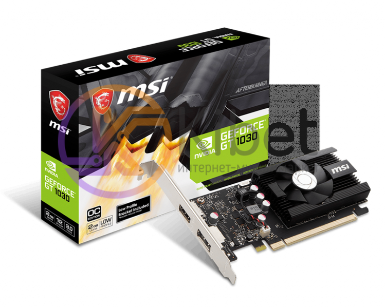 Видеокарта GeForce GT1030 OC, MSI, 2Gb DDR4, 64-bit, HDMI DP, 1430 2100MHz, Low 5088510 фото