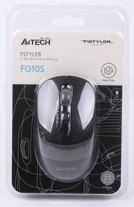 Миша A4Tech Fstyler FG10S 2000dpi Black+Grey, USB, Wireless, безшумна 6040620 фото