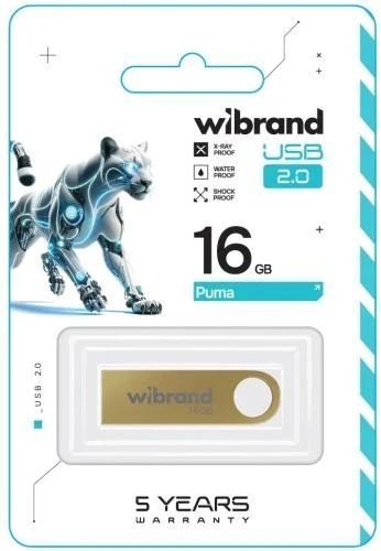 Флеш накопичувач USB 16Gb Wibrand Puma, Gold, USB 2.0 (WI2.0/PU16U1G) 8601690 фото