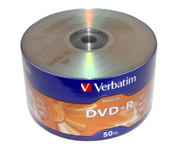 Диск DVD-R 50 Verbatim, 4.7Gb, 16x, Data Life, Wrap (43791) 3975180 фото