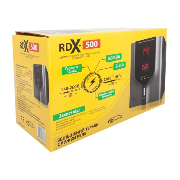 Стабілізатор Gemix RDX-500, 500 VA (350 Вт), вхід. напруга 140-260В, вих напруга 220В 5643000 фото