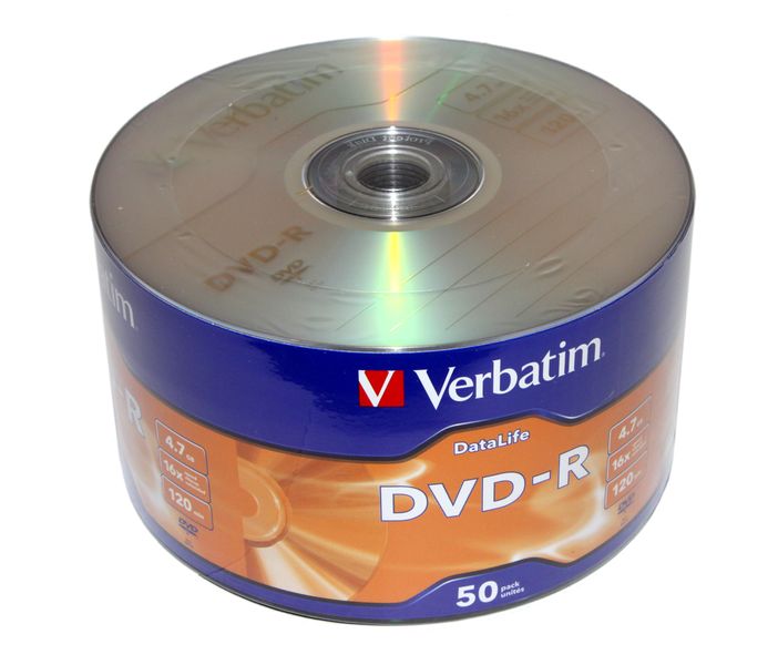 Диск DVD-R 50 Verbatim, 4.7Gb, 16x, Data Life, Wrap (43791) 3975180 фото