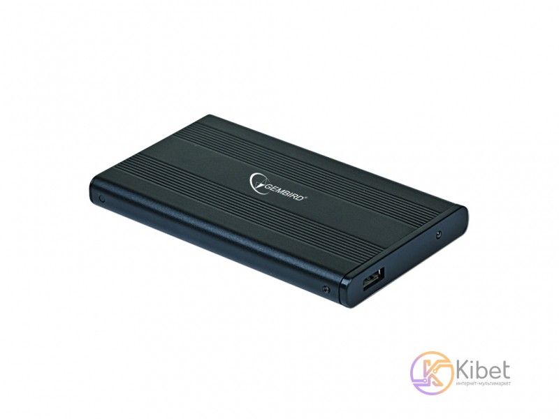 Кишеня зовнішня 2.5' Gembird, Black, USB 2.0, 1xSATA HDD/SSD, живлення по USB, алюмінієвий корпус (EE2-U2S-5) 3609330 фото