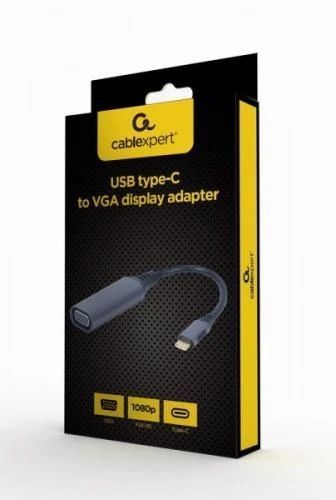 Перехідник Type-C (M) - VGA (F), Cablexpert, Black, 15 см, 1080p / 60 Гц (A-USB3C-VGA-01) 7241160 фото