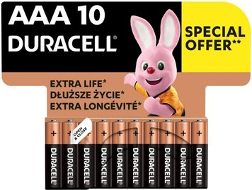 Батарейка AAA (LR03), щелочная, Duracell Duralock Basic, 10 шт, 1.5V (MN2400 10BL) 7200300 фото