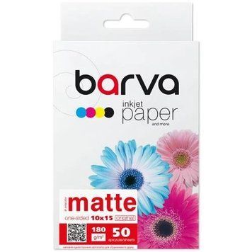 Фотобумага Barva, матовая, A6 (10x15), 180 г/м&sup2;, 50 л, серия "Original" (IP-A180-254) 5496660 фото