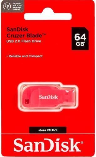 Флеш накопичувач USB 64Gb SanDisk Cruzer Blade, Pink, USB 2.0 (SDCZ50C-064G-B35PE) 8253540 фото