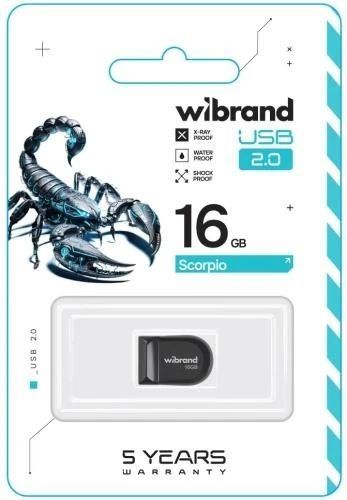Флеш накопичувач USB 16Gb Wibrand Scorpio, Black, USB 2.0 (WI2.0/SC16M3B) 8601750 фото
