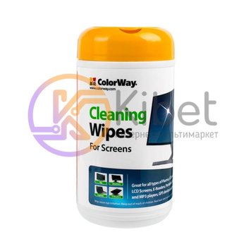 Серветки чистячі ColorWay для екранів, вологі, туба, 100 шт (CW-1071) 765660 фото