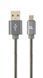 Кабель USB 2.0 AM - microUSB (5P), 2 м, Grey, Cablexpert, 2.1A (CC-USB2S-AMmBM-2M-BG) 6208860 фото 1