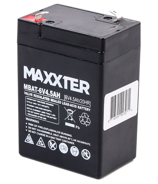 Батарея для ДБЖ 6В 4,5Ач Maxxter MBAT-6V4.5AH ШхДхВ 44x69x100 (MBAT-6V4.5AH) 6157620 фото