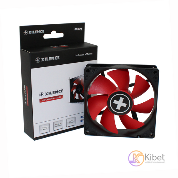 Вентилятор 80 мм, Xilence XF037, Black/Red, гідродинамічний підшипник, 80x80x25 мм, 1500 об/хв, 17.5 dB, 3-pin/Molex 5979780 фото