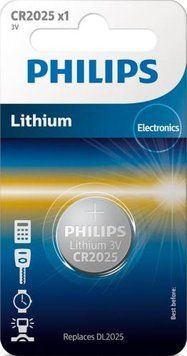 Батарейка CR2025, літієва, Philips, 1 шт, 3V, Blister (CR2025/01B) 5456580 фото