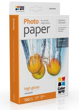 Фотобумага ColorWay, глянцевая, 13х18, 200 г/м², 100 л (PG2001005R) 2560050 фото