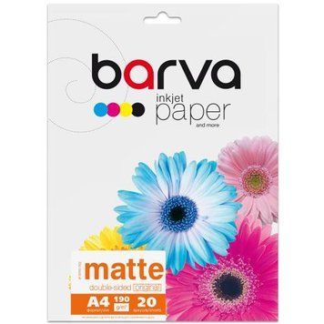 Фотобумага Barva, матовая, двухсторонняя, A4, 190 г/м&sup2;, 20 л, серия "Original" (IP-B190-T02) 3473220 фото