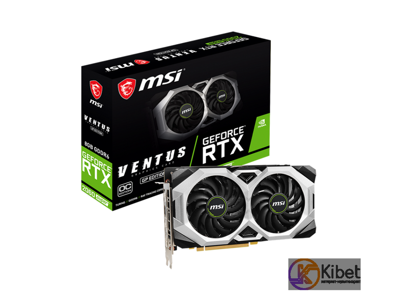 Видеокарта GeForce RTX 2060 SUPER, MSI, VENTUS GP OC, 8Gb GDDR6, 256-bit, HDMI 3 5587830 фото