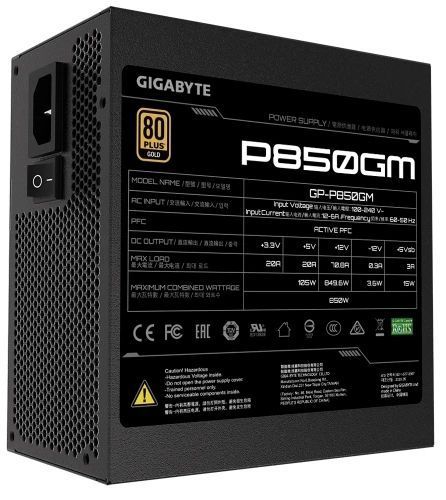 Блок питания 850 Вт, Gigabyte P850GM, Black (GP-P850GM) 6454530 фото