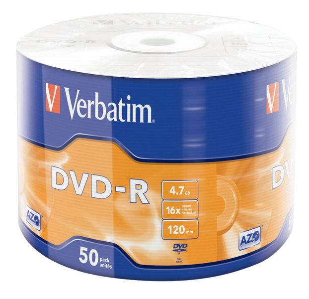 Диск DVD-R 50 Verbatim, 4.7Gb, 16x, Wrap (43788) 3627270 фото