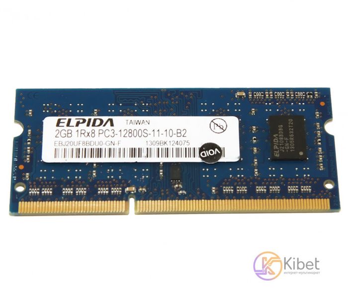 Модуль памяти SO-DIMM, DDR3, 2Gb, 1600 MHz, Elpida, 1.5V (EBJ20UF8BDU0-GN-F) 4474050 фото