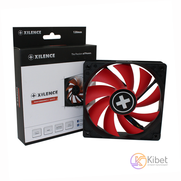 Вентилятор 120 мм, Xilence XF042, Black/Red, PWM, підшипник рідинного ковзання, 120x120x25 мм, 500-1500 об/хв, до 28 dB, 4-pin 5980170 фото