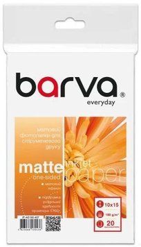 Фотобумага Barva, матовая, A6 (10x15), 190 г/м&sup2;, 20 л, серия "Everyday" (IP-AE190-407) 8748180 фото