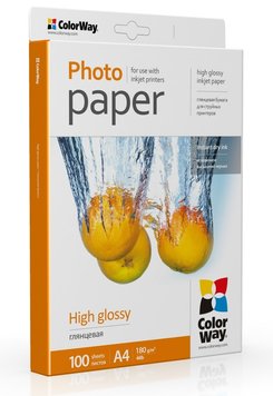 Фотобумага ColorWay, глянцевая, A4, 180 г/м², 100 л (PG180100A4) 2991930 фото