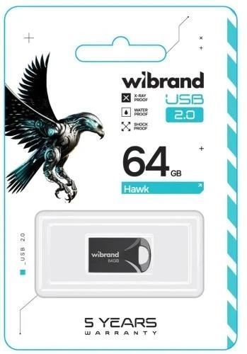 Флеш накопичувач USB 64Gb Wibrand Hawk, Black, USB 2.0 (WI2.0/HA64M1B) 8603370 фото
