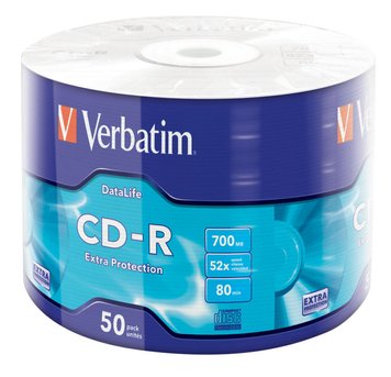 Диск CD-R 50 Verbatim, 700Mb, 52x, Extra, Wrap Box (43787) 3563910 фото