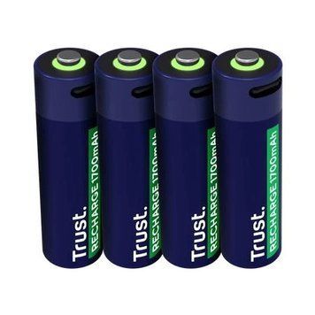 Акумулятор AA, 1700 mAh, Trust, 4 шт, 1.5V, Type-C (5V, 400 mA), Li-Pol (25631) 9083730 фото