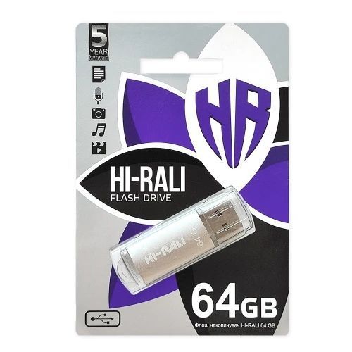 Флеш накопичувач USB 64Gb Hi-Rali Rocket, Silver, USB 2.0 (HI-64GBVCSL) 4747710 фото