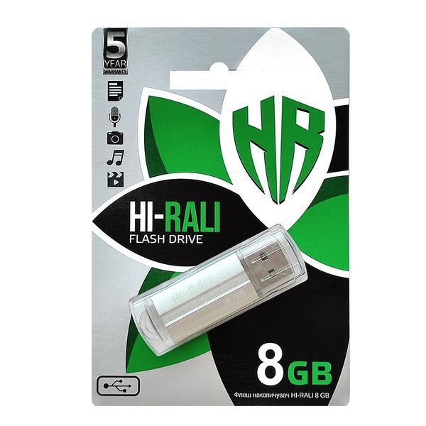 Флеш накопитель USB 8Gb Hi-Rali Corsair, Silver, USB 2.0 (HI-8GBCORSL) 4698540 фото