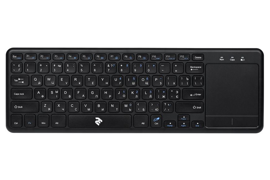 Клавиатура беспроводная 2E KT100, Black, со встроенным тачпадом, USB, до 10 м, 2xAAA (2E-KT100WB) 5419350 фото