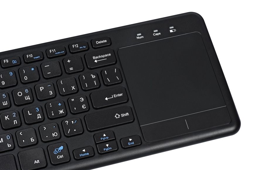 Клавіатура бездротова 2E KT100, Black, з вбудованим тачпадом, USB, до 10 м, 2xAAA (2E-KT100WB) 5419350 фото