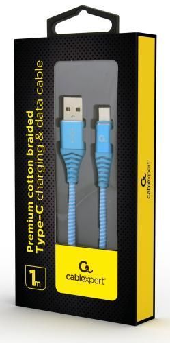Кабель USB - USB Type-C 1 м Cablexpert Blue, премиум, 2.1А (CC-USB2B-AMCM-1M-VW) 6209130 фото