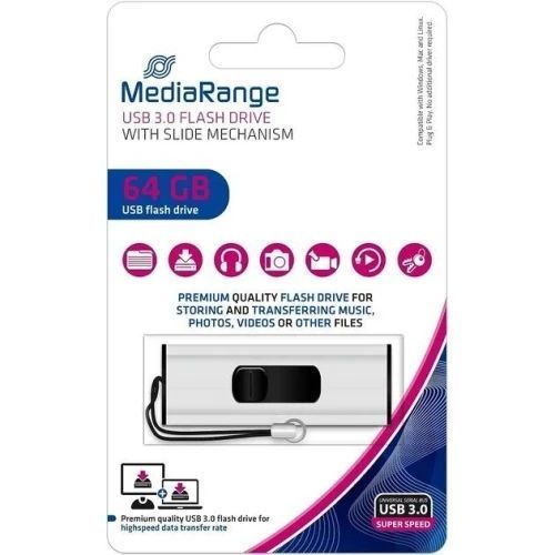 Флеш накопичувач USB 64Gb MediaRange, Silver/Black, USB 3.0 (MR917) 9596970 фото