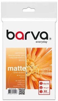 Фотобумага Barva, матовая, A6 (10x15), 190 г/м&sup2;, 60 л, серия "Everyday" (IP-AE190-408) 8748240 фото