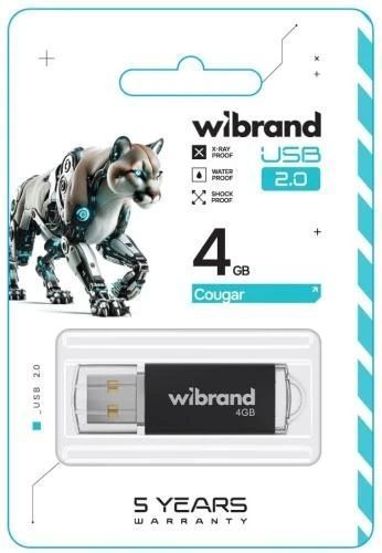 Флеш накопитель USB 4Gb Wibrand Cougar, Black, USB 2.0 (WI2.0/CU4P1B) 8597910 фото