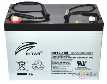 Батарея для ДБЖ 12В 100Aч Ritar RA12-100, ШхДхВ 328x172x215 (RA12-100) 6140850 фото
