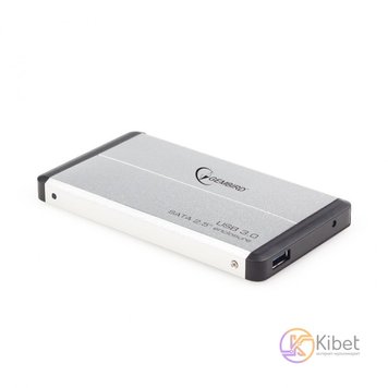 Карман внешний 2.5' Gembird, Silver, USB 3.0, 1xSATA HDD SSD, питание по USB, ал 3609420 фото