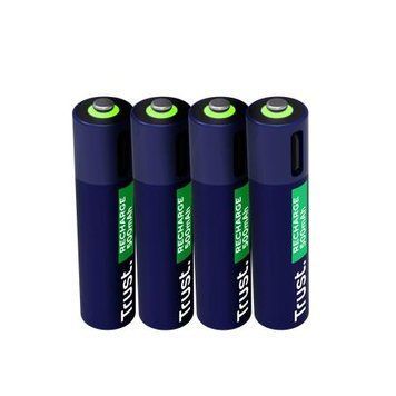 Акумулятор AAA, 500 mAh, Trust, 4 шт, 1.5V, Type-C (5V, 400 mA), Li-Pol (25671) 9083790 фото