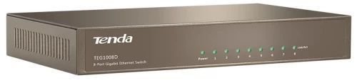 Комутатор TENDA TEG1008D, 8 LAN 10/100/1000BaseT, Desktop металл, некеруємий 8968650 фото