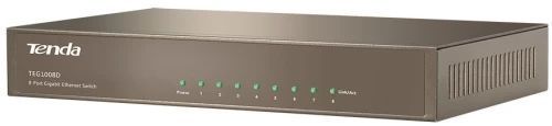 Комутатор TENDA TEG1008D, 8 LAN 10/100/1000BaseT, Desktop металл, некеруємий 8968650 фото