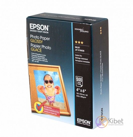 Фотопапір Epson, глянсовий, A6 (10x15), 200 г/м², 500 арк (C13S042549) 3093630 фото