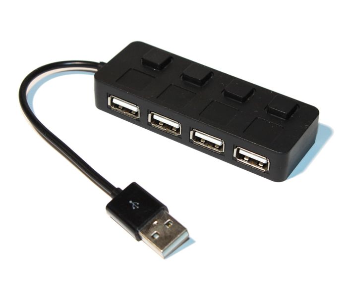 Концентратор USB 2.0 Lapara LA-SLED4 black 4 порти з 4-ма вимикачами ON/OFF для кожного порту 4604820 фото